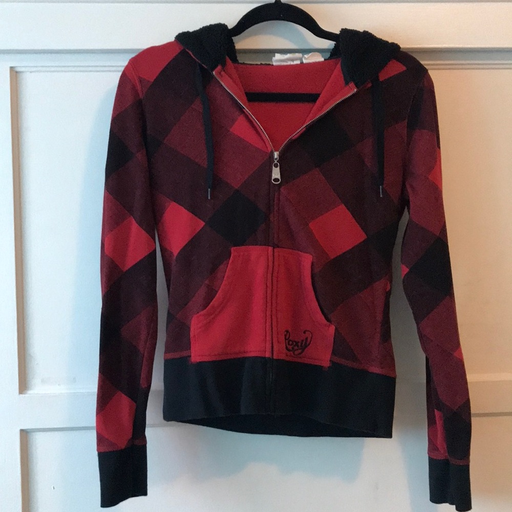 Roxy Checkered Zip-Up Hoodie